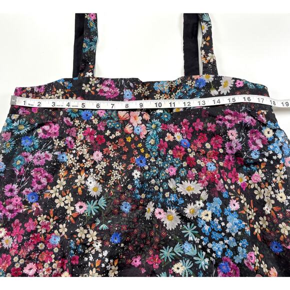 Anthropologie Geisha Designs Floral Organdy Midi Dress Size Medium Sequin Party - Picture 14 of 16